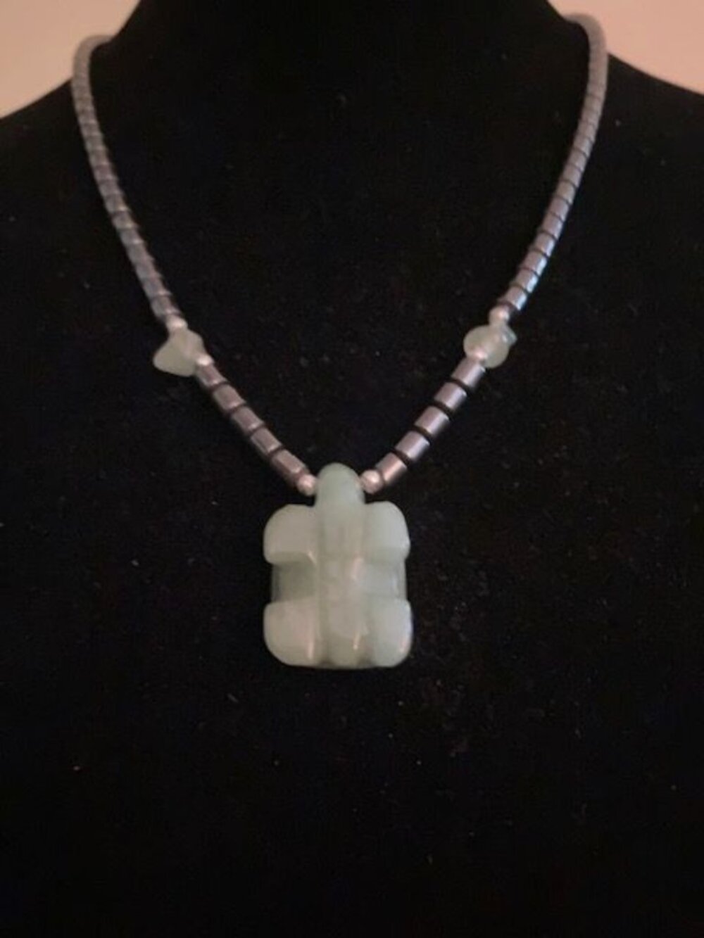 Jade Colored Stone Turtle Necklace
